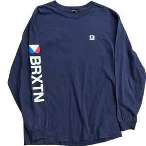 Brixton Men’s Navy Blue Long Sleeve Logo‎ T-Shirt Size M BRXTN Graphic Tee